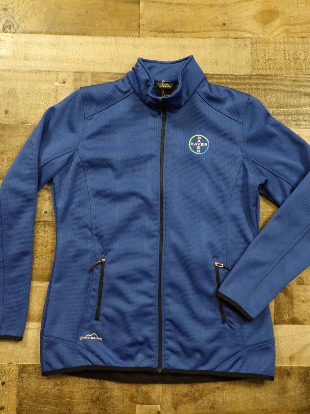 Eddie Bauer Dash Full-Zip Fleece Jacket Women’s Large Blue Bayer Stretch Outdoor